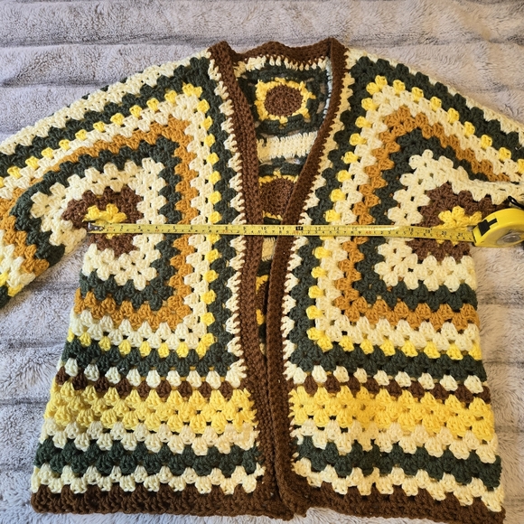 Cream and Yellow Crochet Cardigan with Retro Granny Squares - Picture 5 of 5